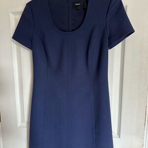 Theory Navy Scoop-Neck Mini Dress